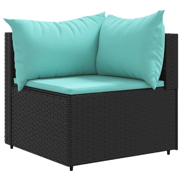 Set Salotto Da Giardino Con Cuscini 7pz Nero Polyrattan - Image 3