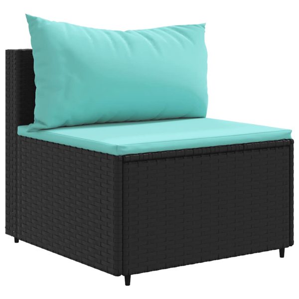 Set Salotto Da Giardino Con Cuscini 7pz Nero Polyrattan - Image 4