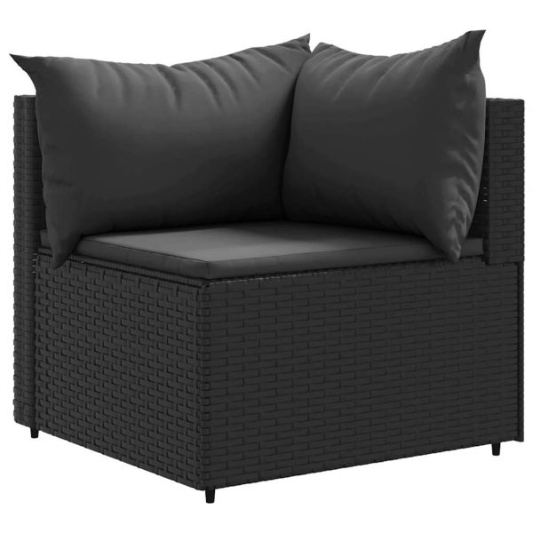 Set Salotto Da Giardino Con Cuscini 7pz Nero Polyrattan - Image 3