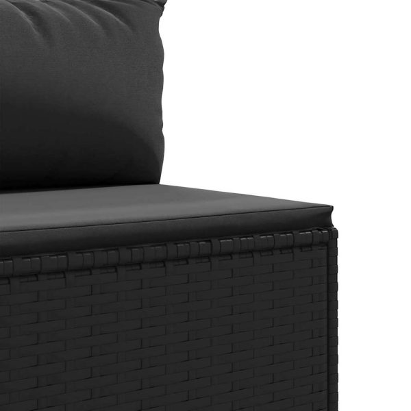 Set Salotto Da Giardino Con Cuscini 7pz Nero Polyrattan - Image 6