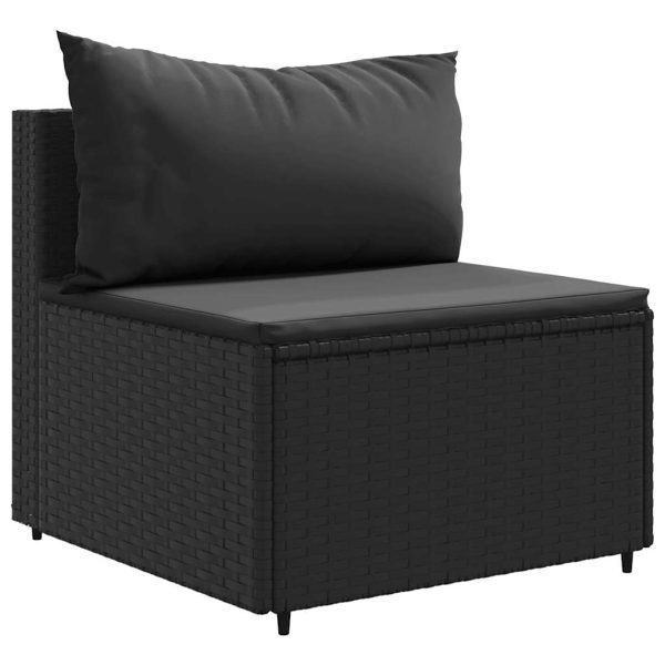 Set Salotto Da Giardino Con Cuscini 7pz Nero Polyrattan - Image 4