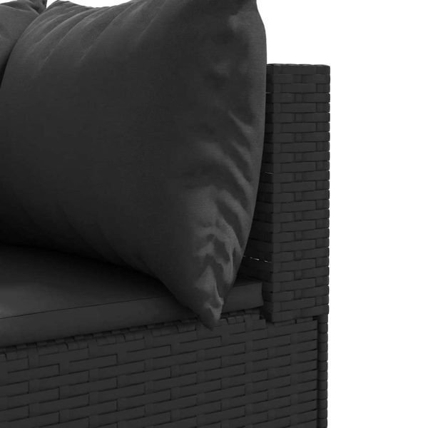 Set Salotto Da Giardino Con Cuscini 7pz Nero Polyrattan - Image 6