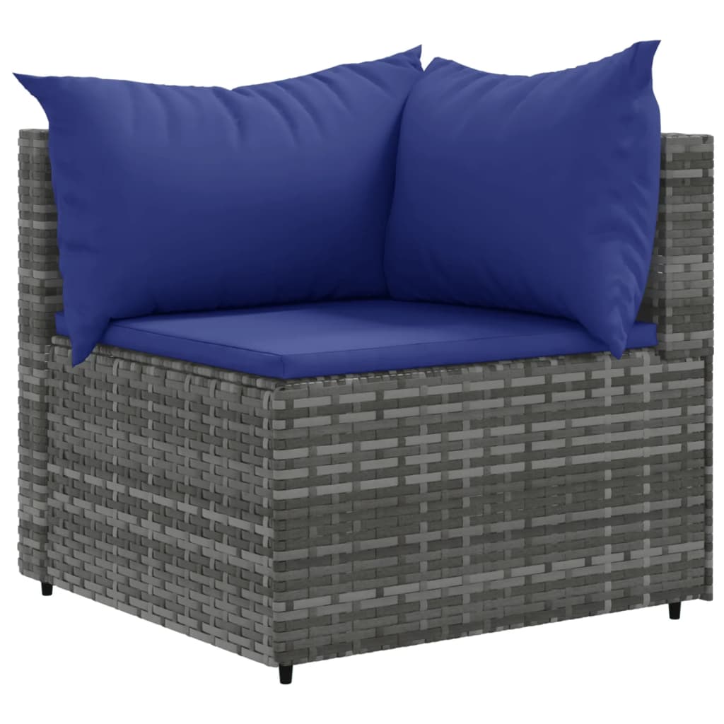 Set Divani Da Giardino 10 Pz Con Cuscini In Polyrattan Grigio - Image 3