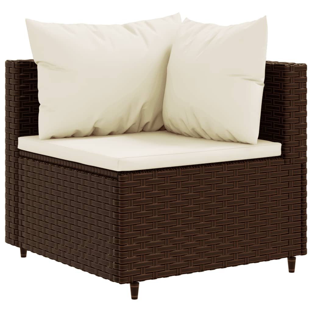 Set Divani Da Giardino 10 Pz Con Cuscini In Polyrattan Marrone - Image 3