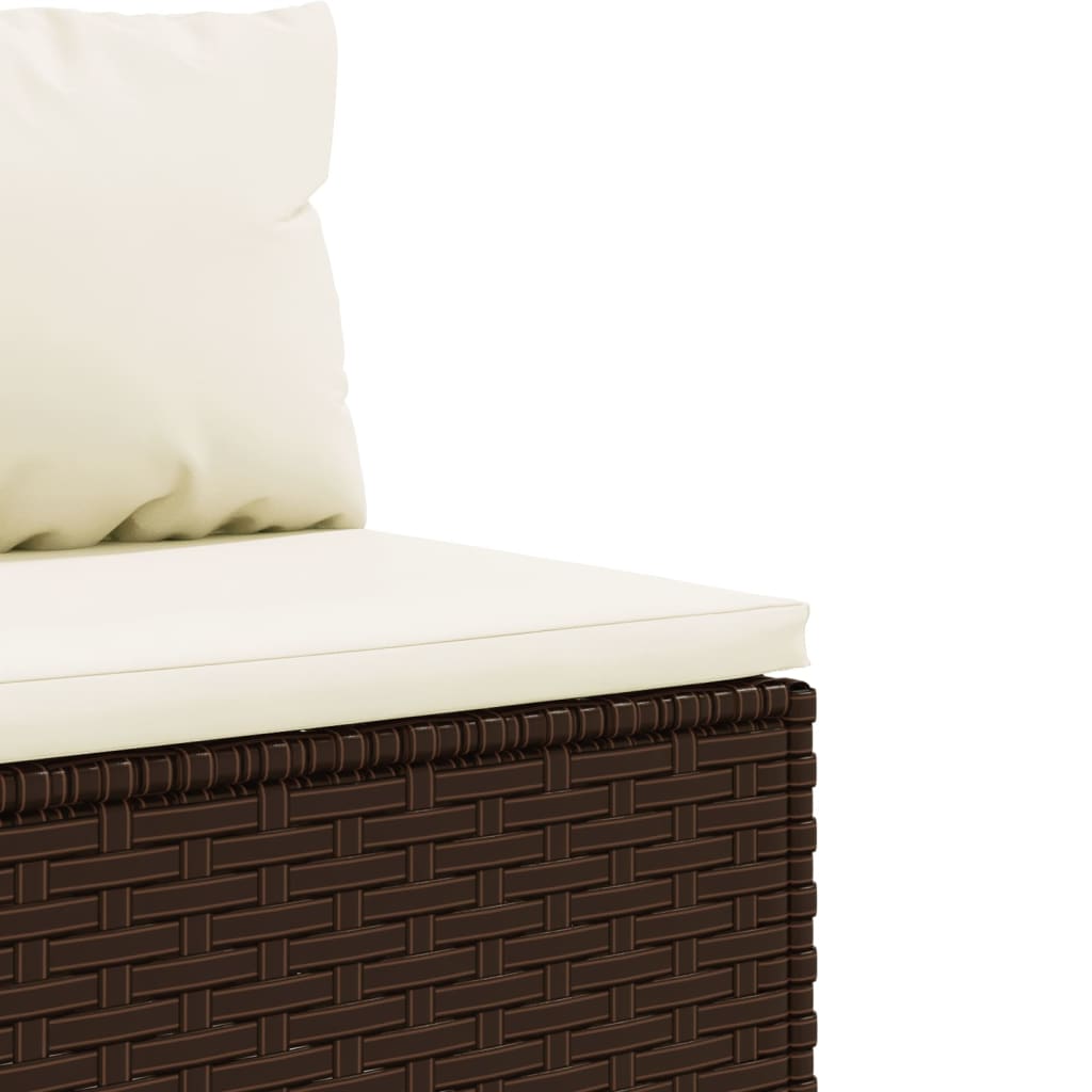 Set Divani Da Giardino 10 Pz Con Cuscini In Polyrattan Marrone - Image 5
