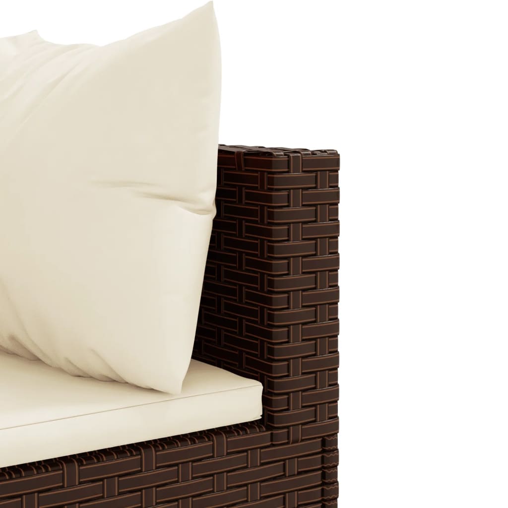 Set Divani Da Giardino 10 Pz Con Cuscini In Polyrattan Marrone - Image 6