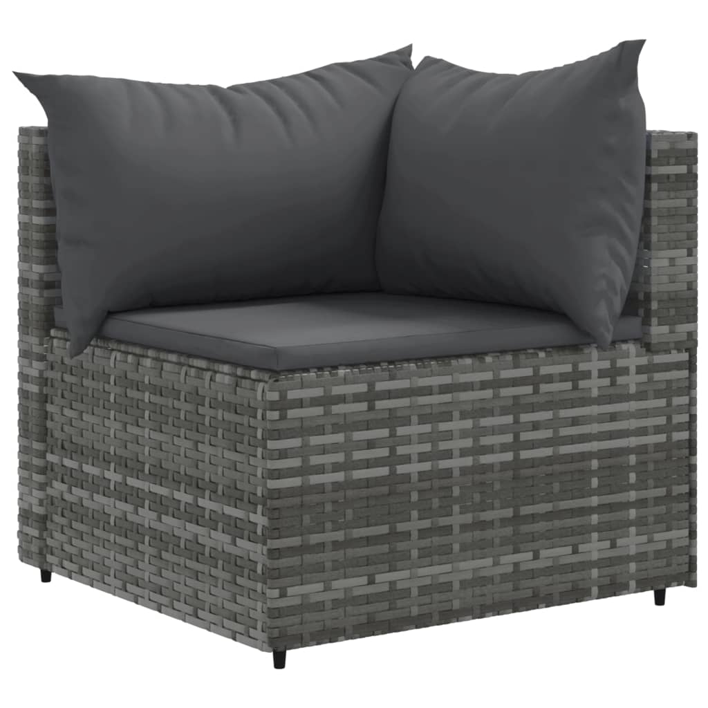 Set Divani Da Giardino 11 Pz Con Cuscini In Polyrattan Grigio - Image 3