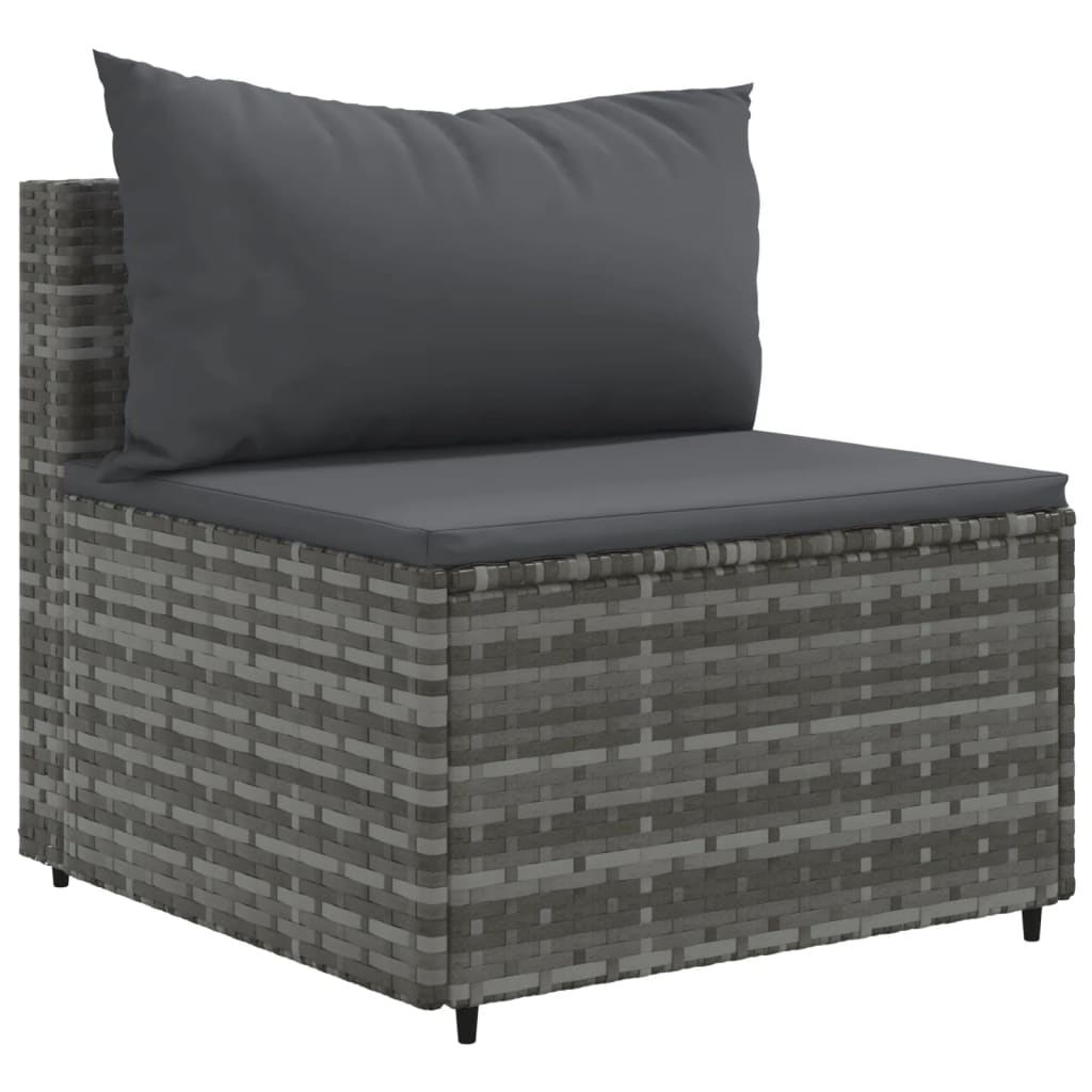 Set Divani Da Giardino 11 Pz Con Cuscini In Polyrattan Grigio - Image 4