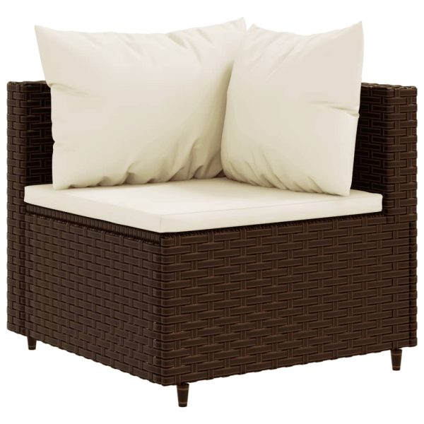 Set Divani Da Giardino 10pz Con Cuscini In Polyrattan Marrone - Image 3