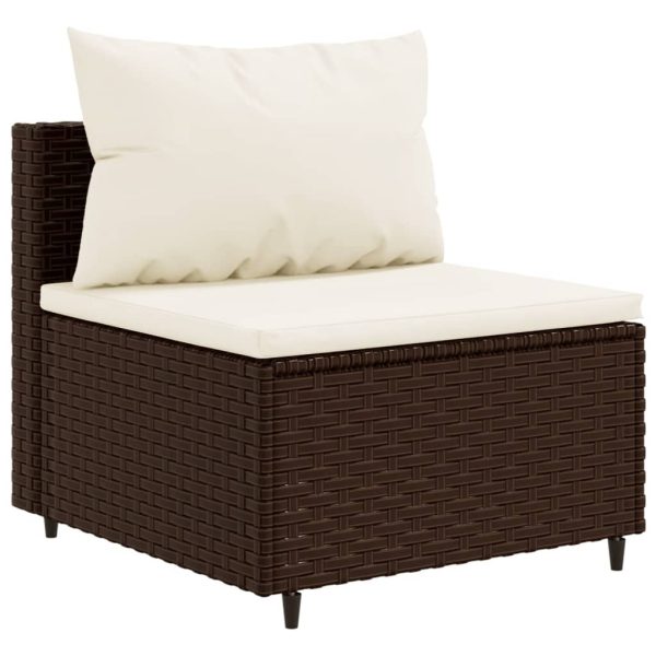 Set Divani Da Giardino 10pz Con Cuscini In Polyrattan Marrone - Image 4