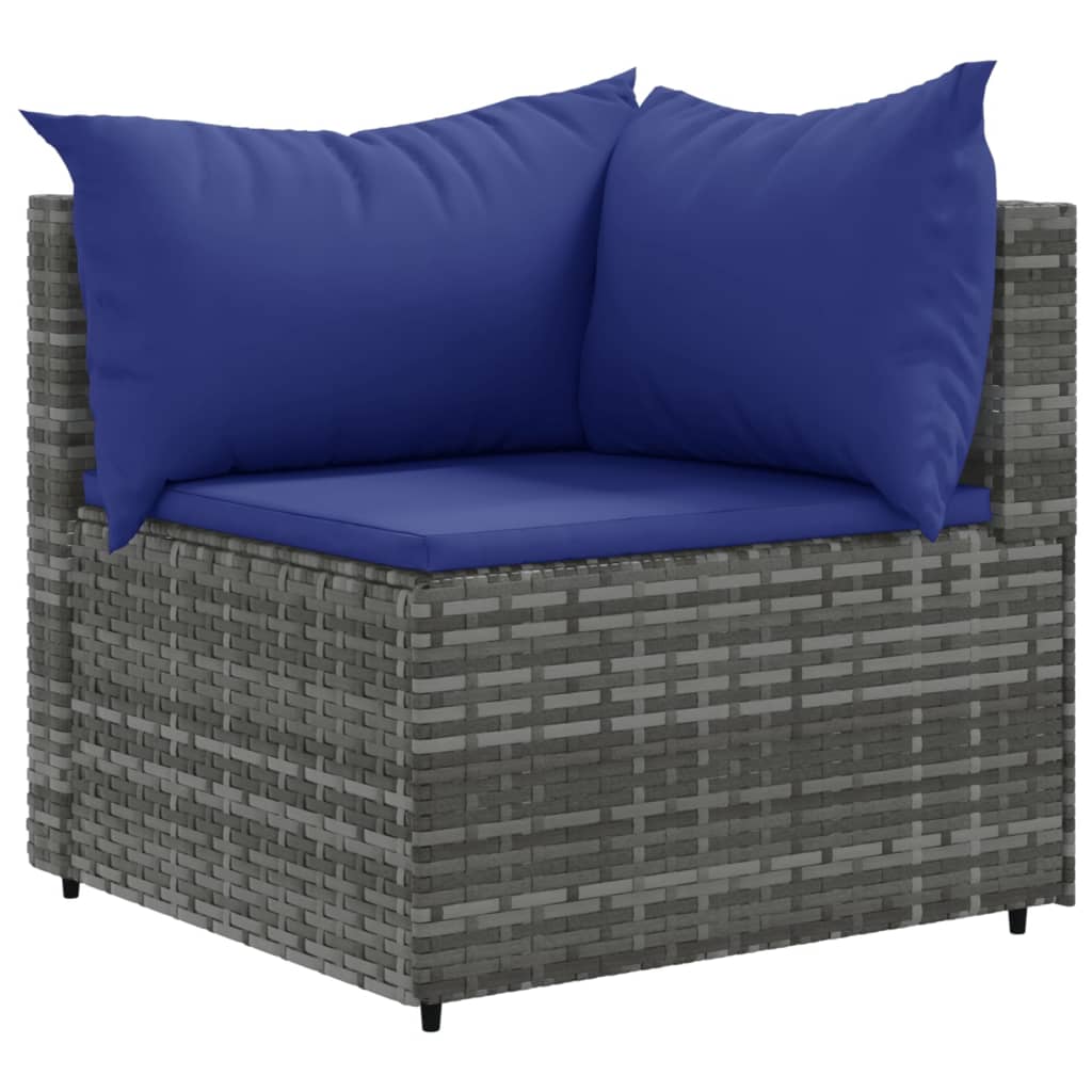 Set Divano Da Giardino 10 Pz Con Cuscini Grigio In Polyrattan - Image 3