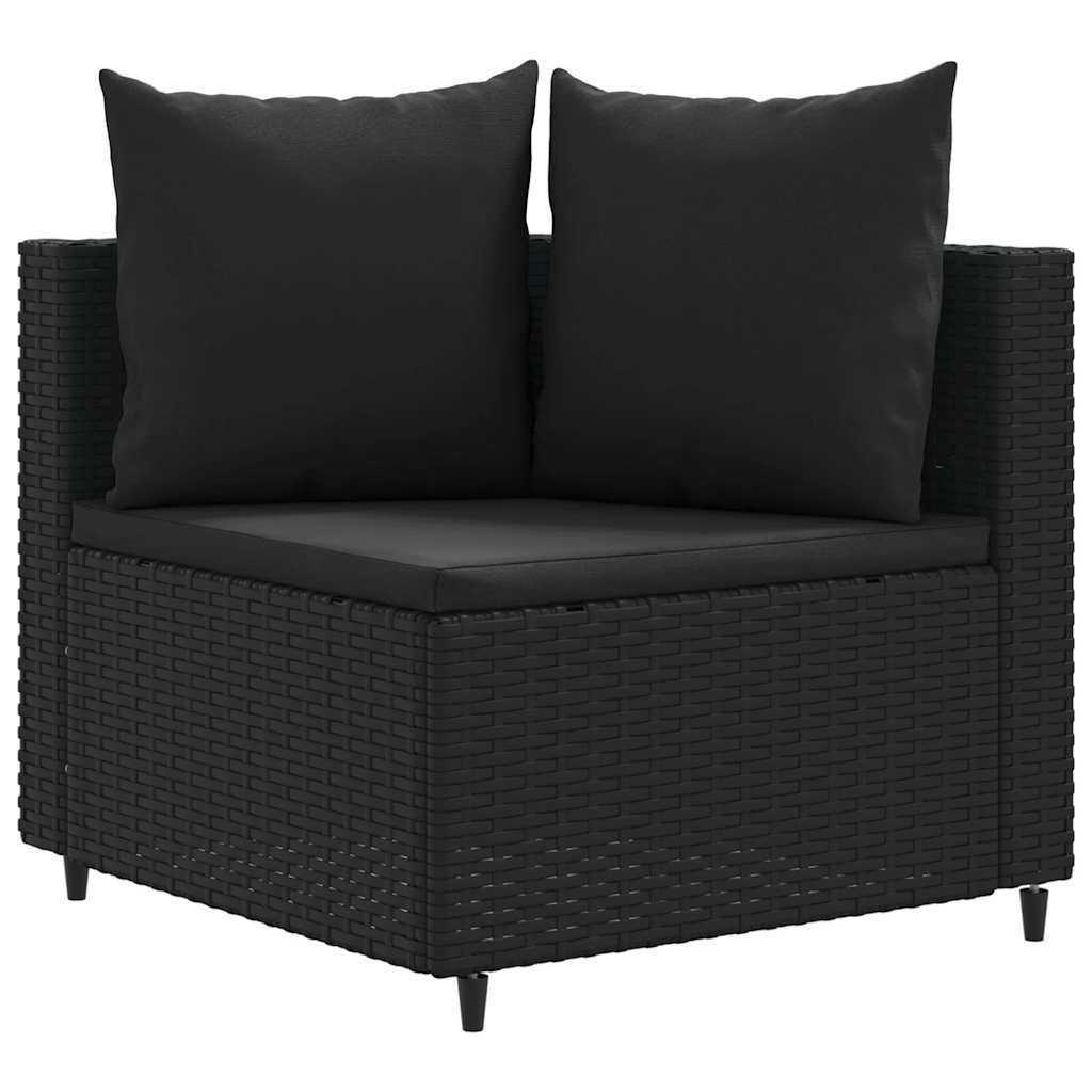 Set Divani Da Giardino 5 Pz Con Cuscini In Polyrattan Nero - Image 3