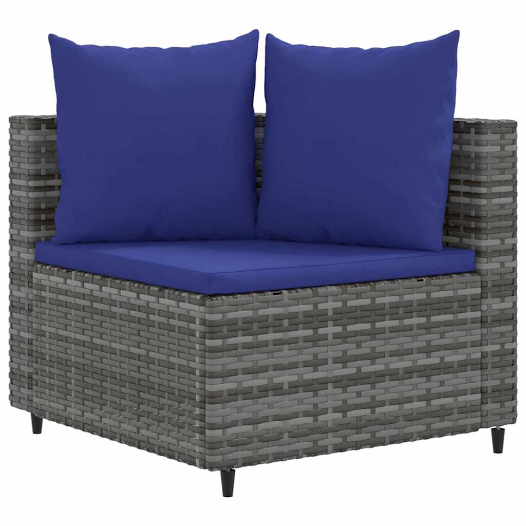 Set Divano Da Giardino 5 Pz Con Cuscini Grigio In Polyrattan - Image 3