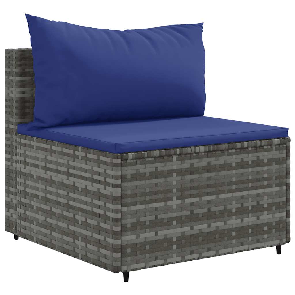 Set Divano Da Giardino 5 Pz Con Cuscini Grigio In Polyrattan - Image 4