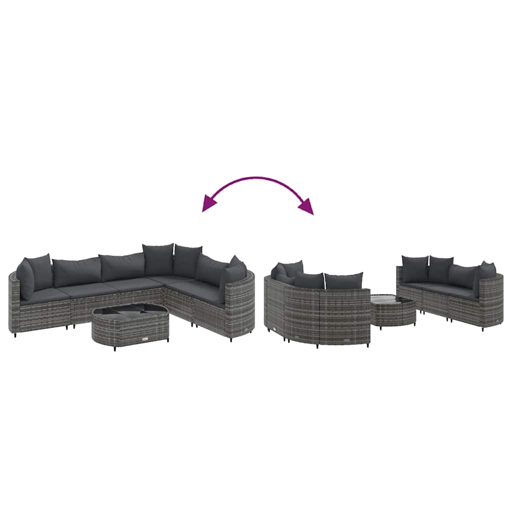 Set Divani Da Giardino 7 Pz Con Cuscini Grigio In Polyrattan - Image 6
