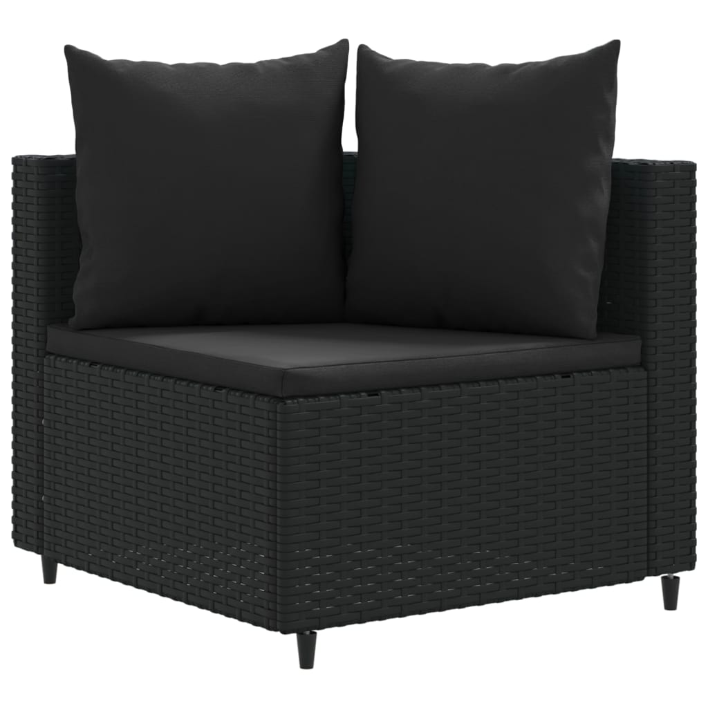 Set Divani Da Giardino Con Cuscini 7pz Nero Polyrattan - Image 3