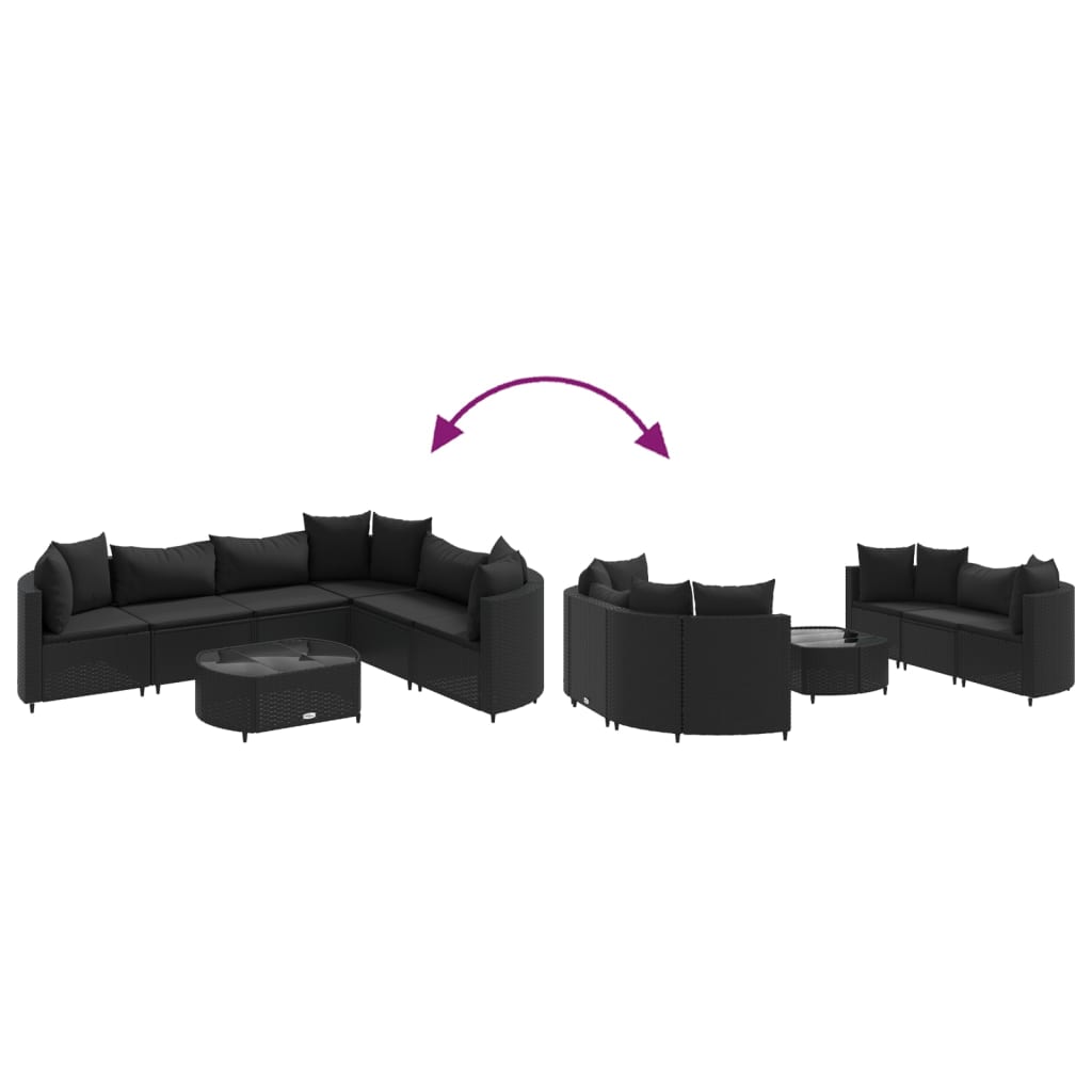 Set Divani Da Giardino Con Cuscini 7pz Nero Polyrattan - Image 6