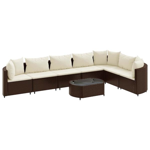 Set Divani Da Giardino 8 Pz Con Cuscini Marrone In Polyrattan - Image 2
