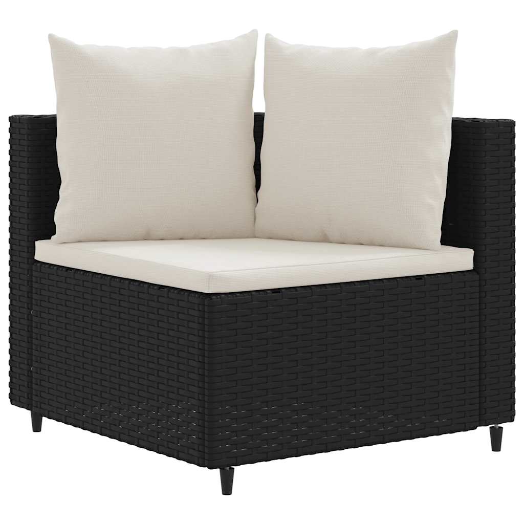 Set Divano Da Giardino 6 Pz Con Cuscini Nero In Polyrattan - Image 3