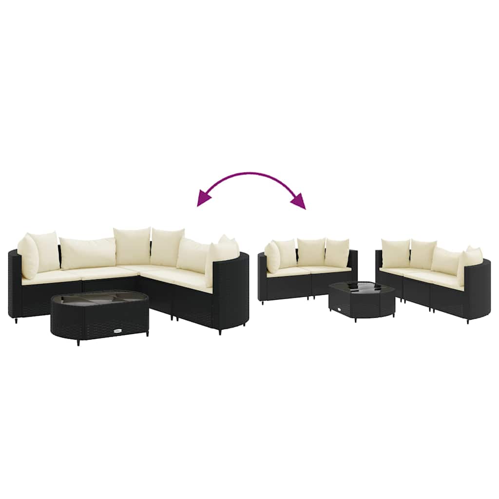 Set Divano Da Giardino 6 Pz Con Cuscini Nero In Polyrattan - Image 6