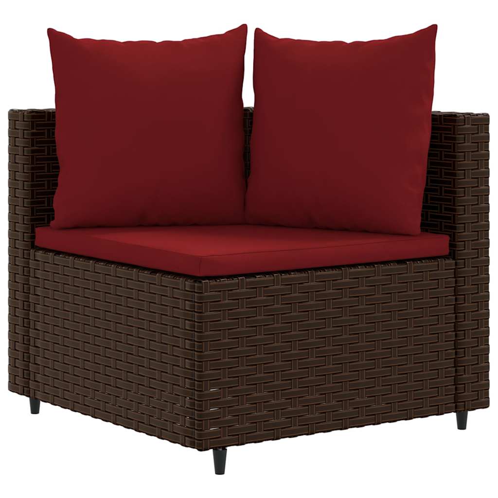 Set Divano Da Giardino 6 Pz Con Cuscini Marrone In Polyrattan - Image 3