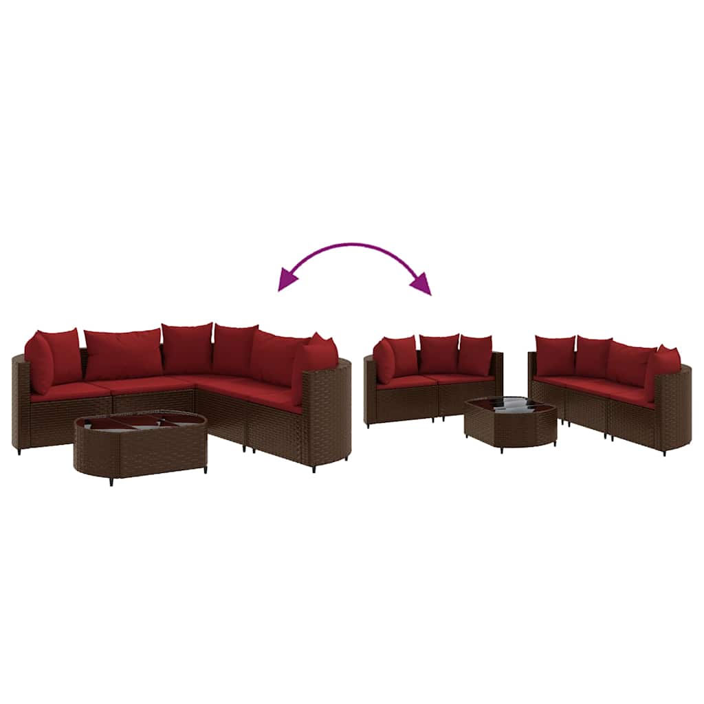 Set Divano Da Giardino 6 Pz Con Cuscini Marrone In Polyrattan - Image 6