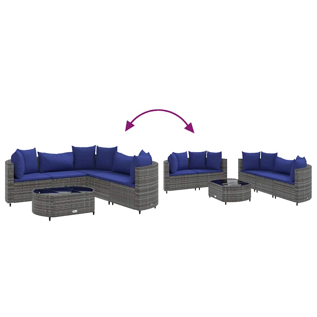 Set Divano Da Giardino 6 Pz Con Cuscini Grigio In Polyrattan - Image 6