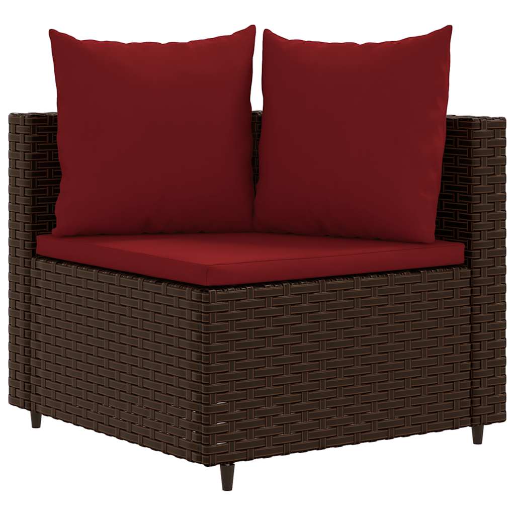 Set Divani Da Giardino 9pz Con Cuscini Marrone In Polyrattan - Image 3