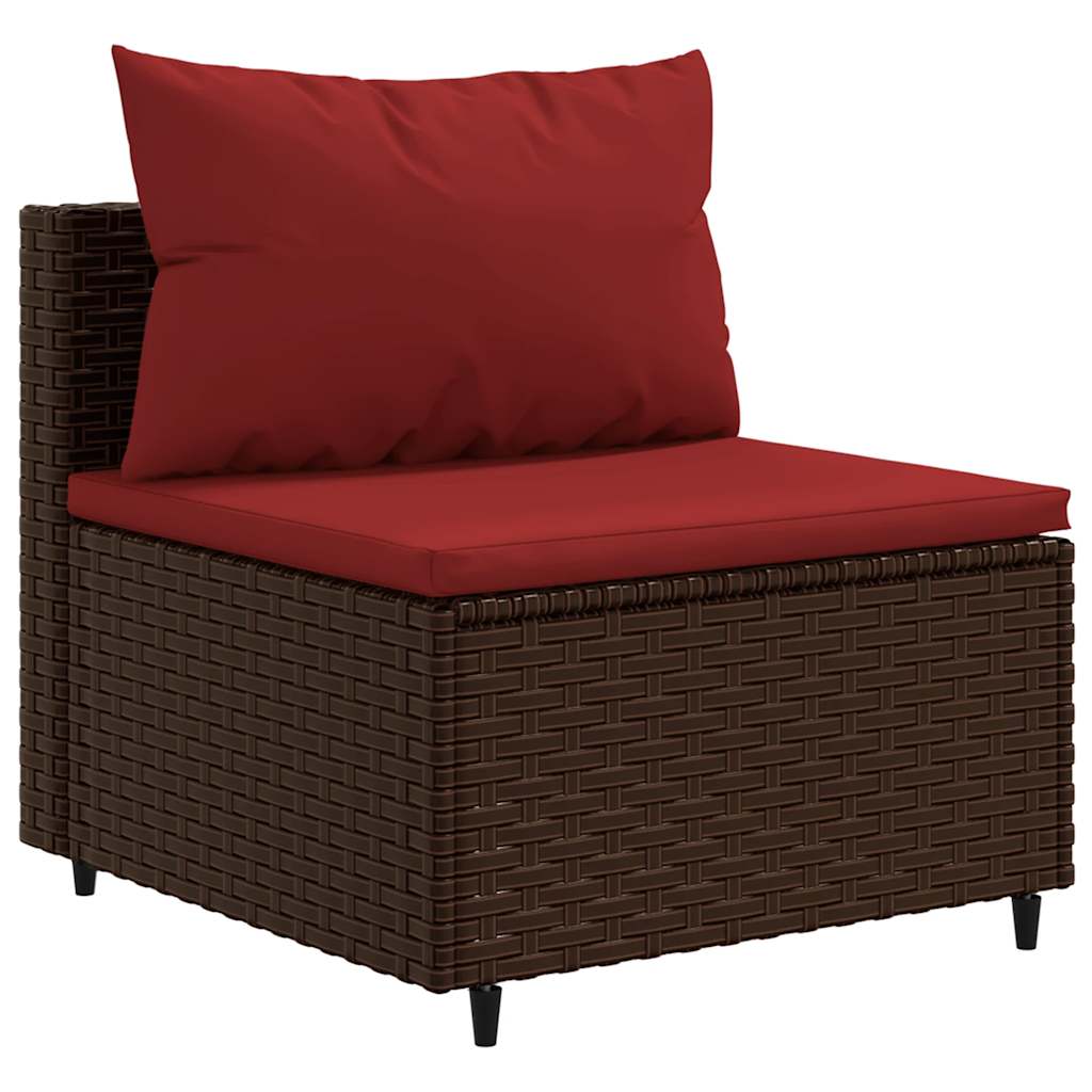 Set Divani Da Giardino 9pz Con Cuscini Marrone In Polyrattan - Image 4