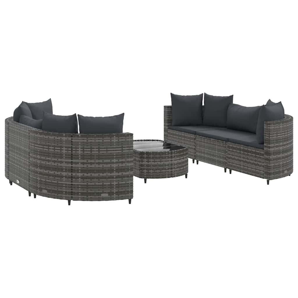 Set Divani Da Giardino 7 Pz Con Cuscini Grigio In Polyrattan - Image 2