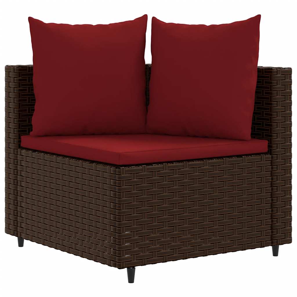 Set Divani Da Giardino 7 Pz Con Cuscini Marrone In Polyrattan - Image 3