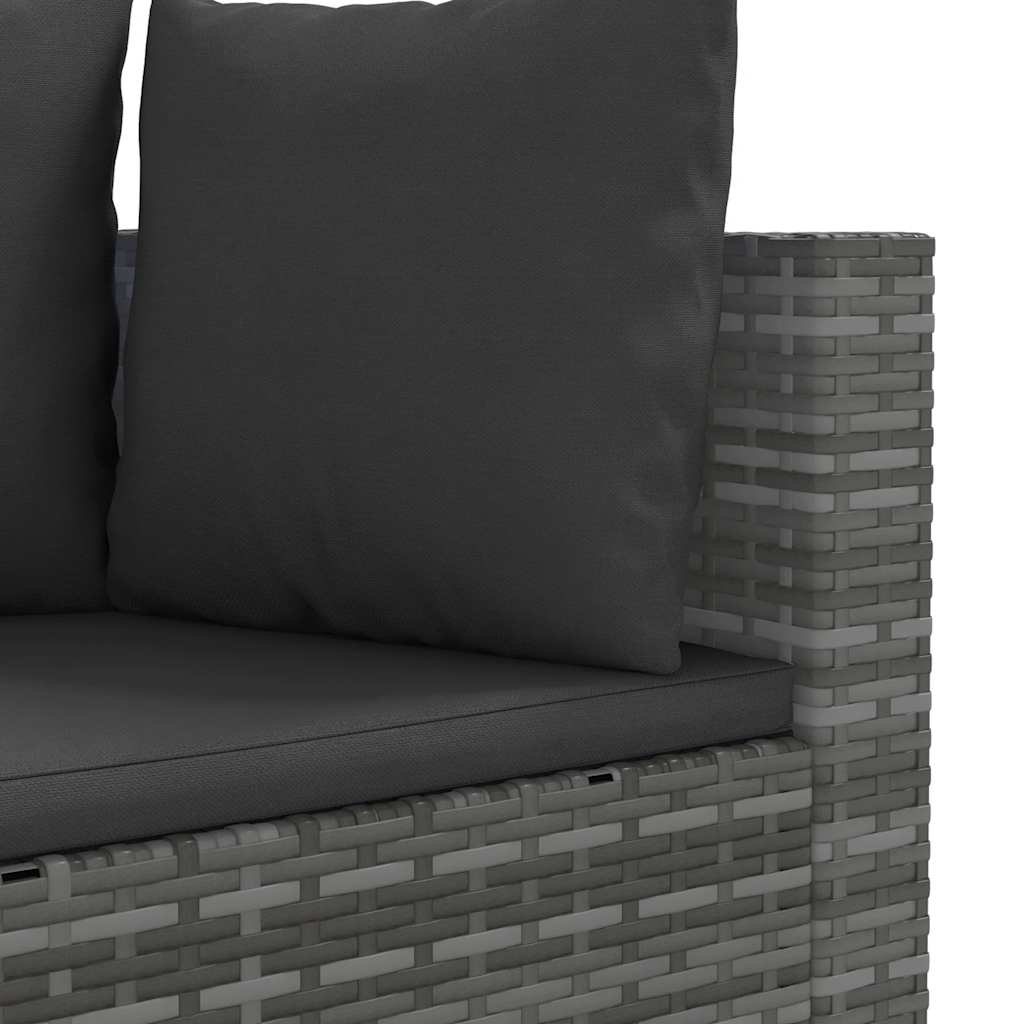 Set Divani Da Giardino 3 Pz Con Cuscini Grigio In Polyrattan - Image 5