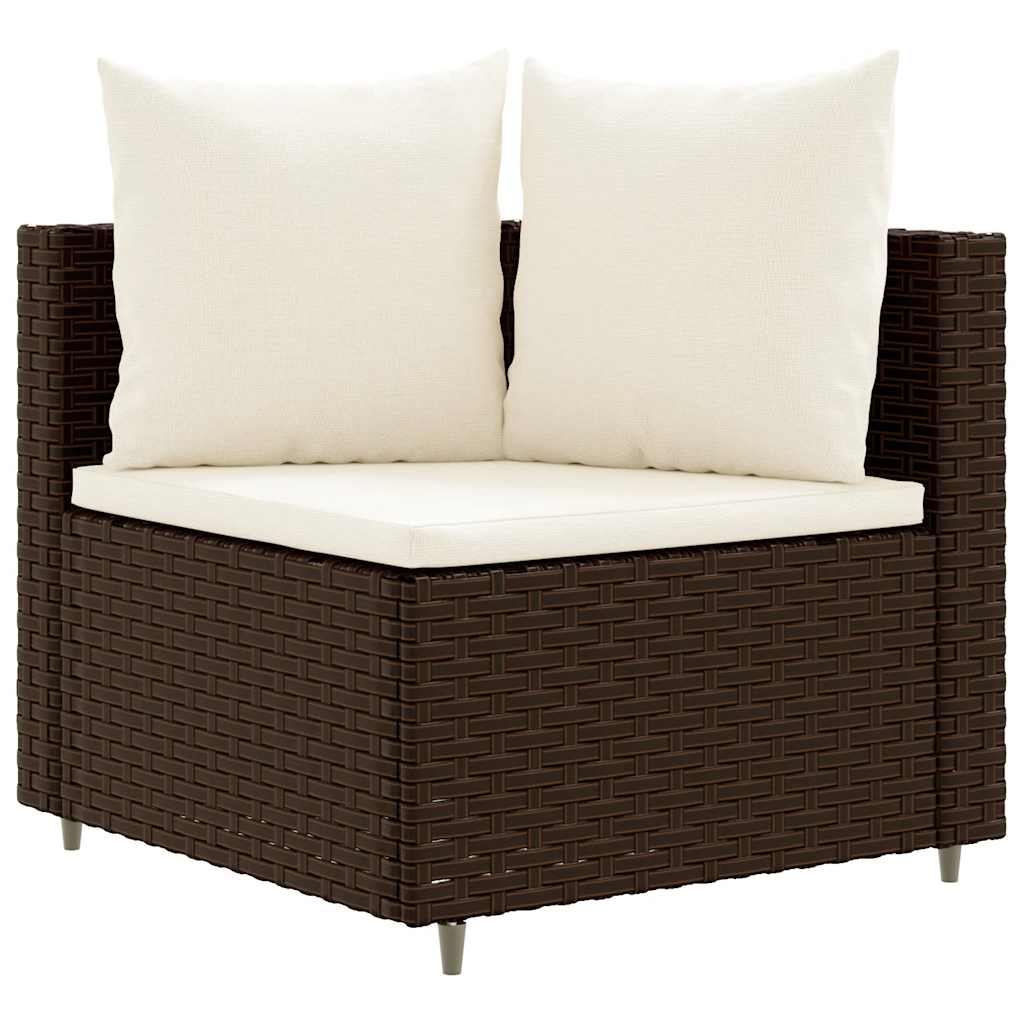 Set Divano Da Giardino 4 Pz Con Cuscini Marrone In Polyrattan - Image 3
