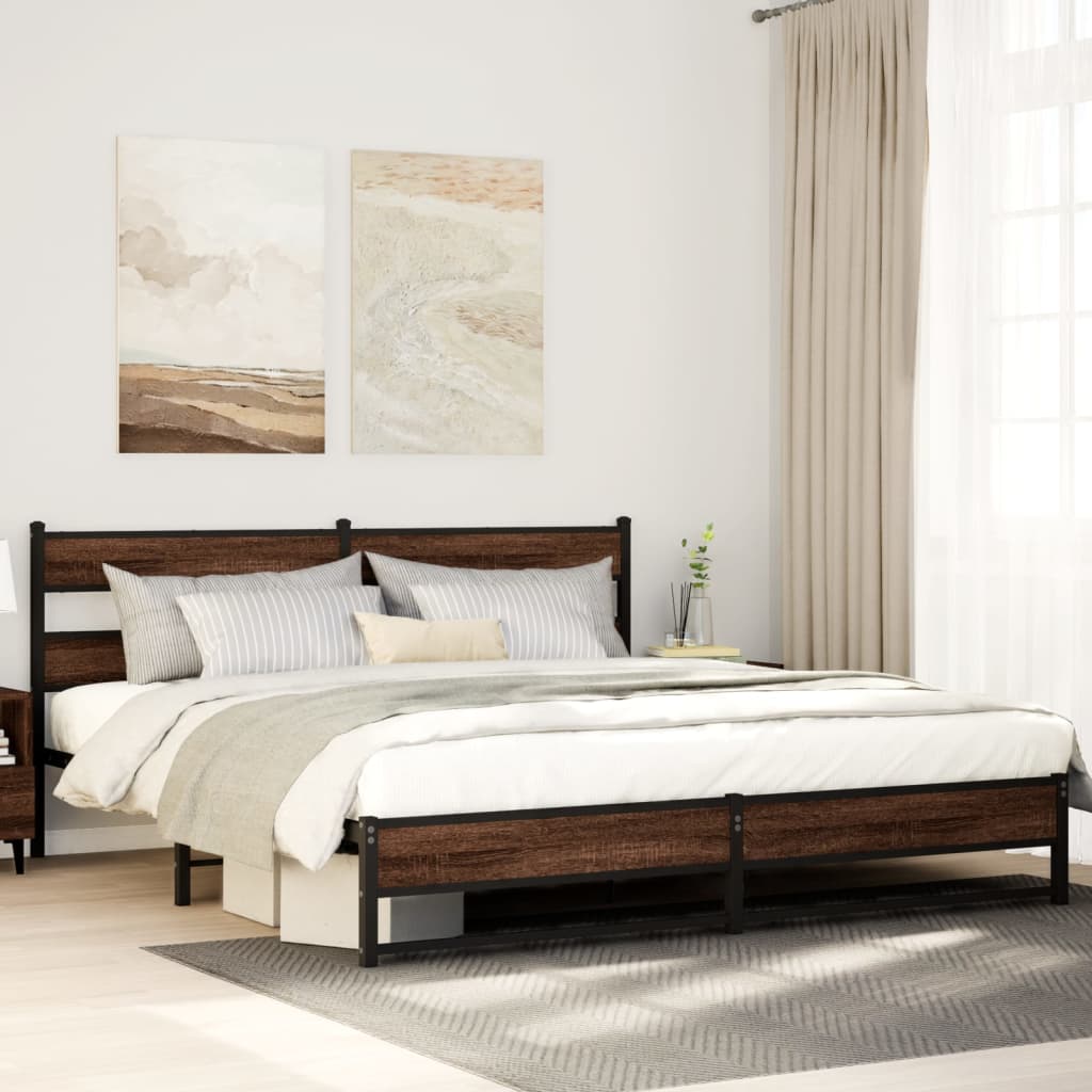Giroletto Senza Materaso In Metallo Rovere Marrone 180x200 cm