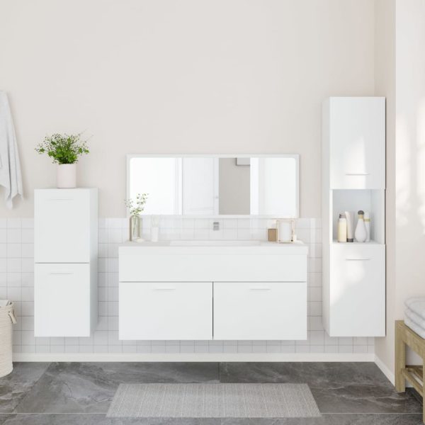 Set Mobili Da Bagno 4 Pz Bianco In Legno Multistrato - Image 3