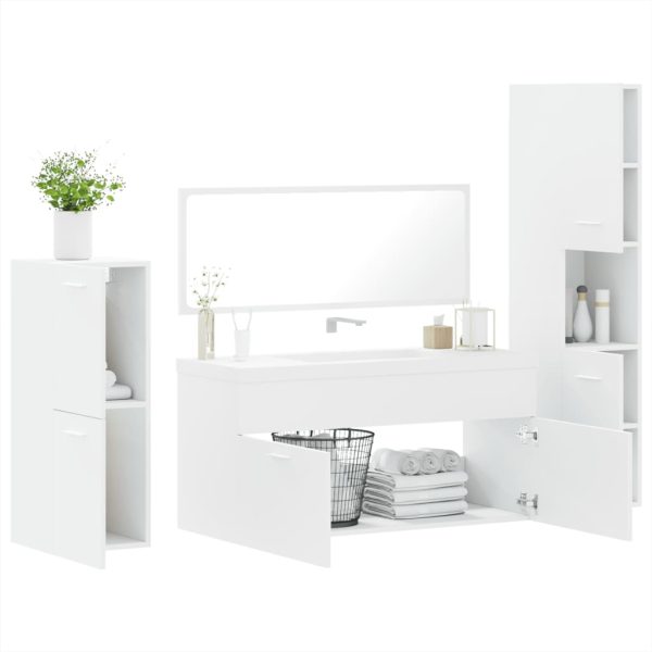 Set Mobili Da Bagno 4 Pz Bianco In Legno Multistrato - Image 4