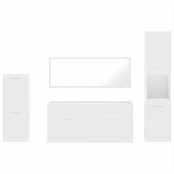 Set Mobili Da Bagno 4 Pz Bianco In Legno Multistrato - Image 5
