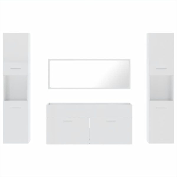Set Mobili Da Bagno 4 Pz Bianco Lucido In Legno Multistrato - Image 5