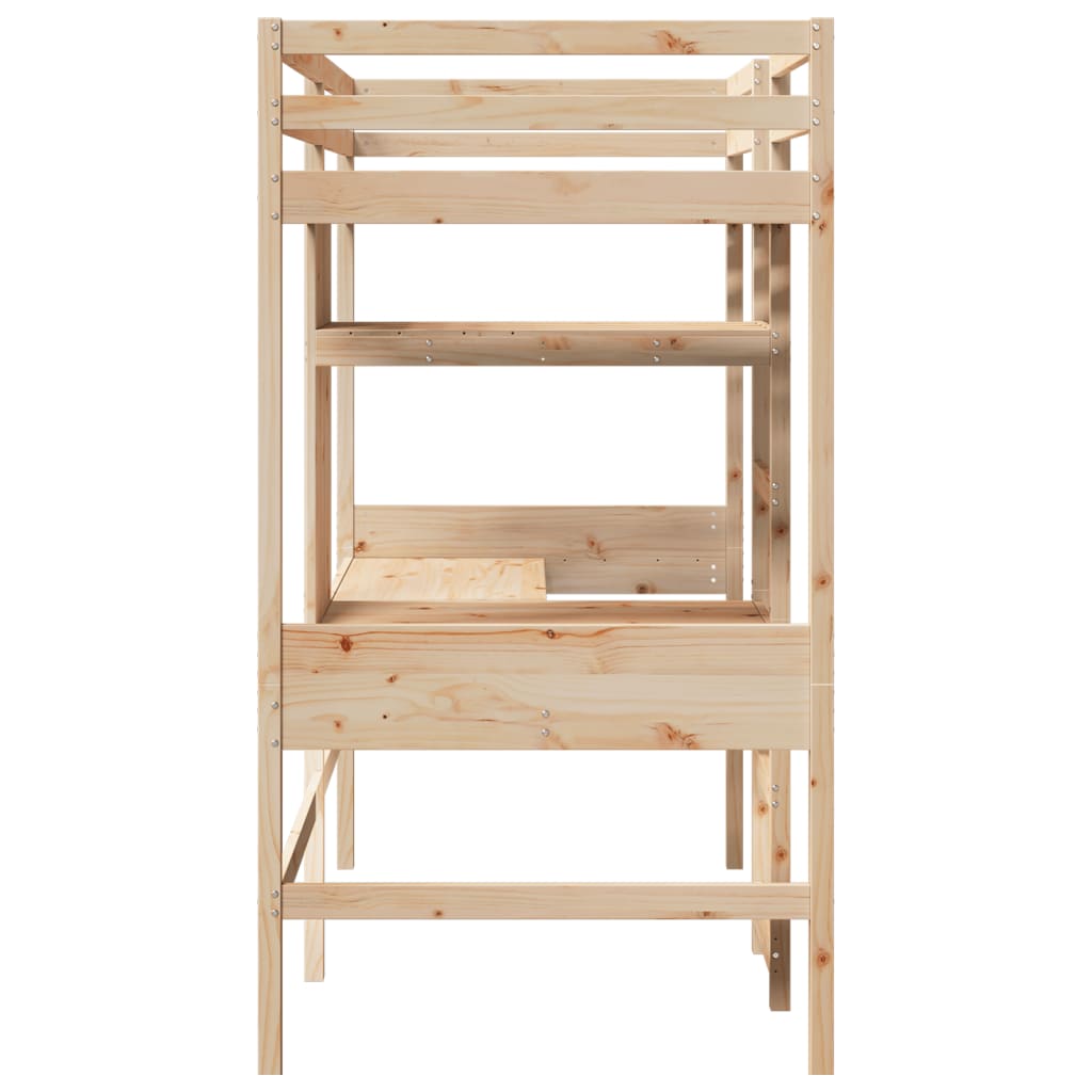 Giroletto Soppalco Con Scrivanie E Ripiani 90x200cm Legno Pino - Image 6