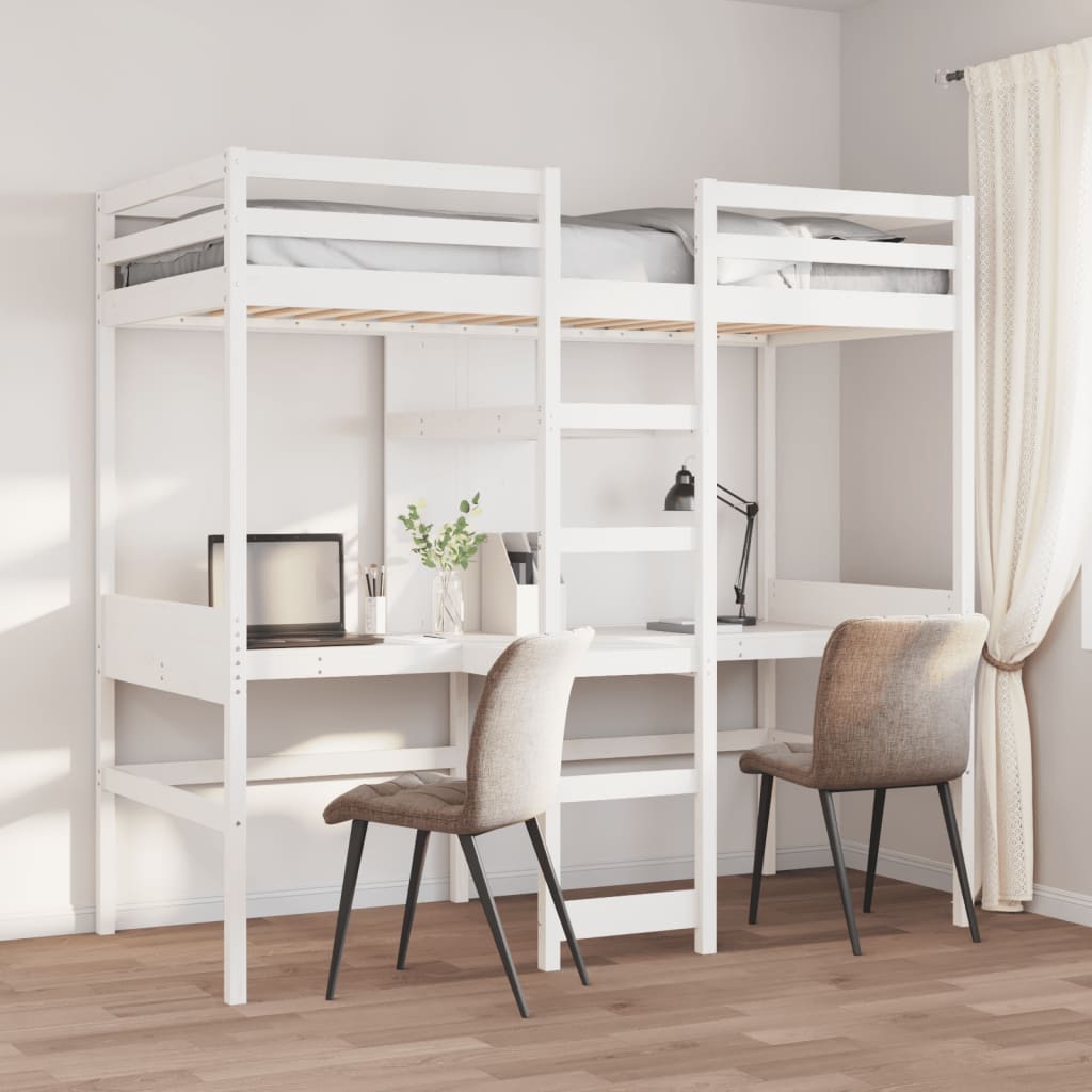 Giroletto Soppalco Senza Materasso Bianco 90x190cm Legno Pino