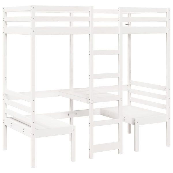 Giroletto Soppalco Con Scrivania E Sedie Bianco 80x200cm Pino - Image 2