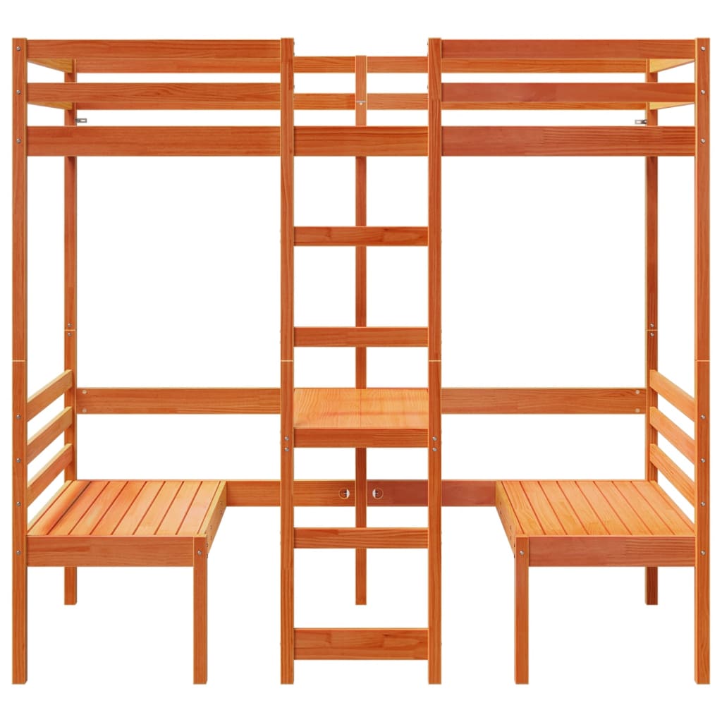 Giroletto Soppalco Scrivania E Sedie Marrone Cera 75x190cm Pino - Image 5