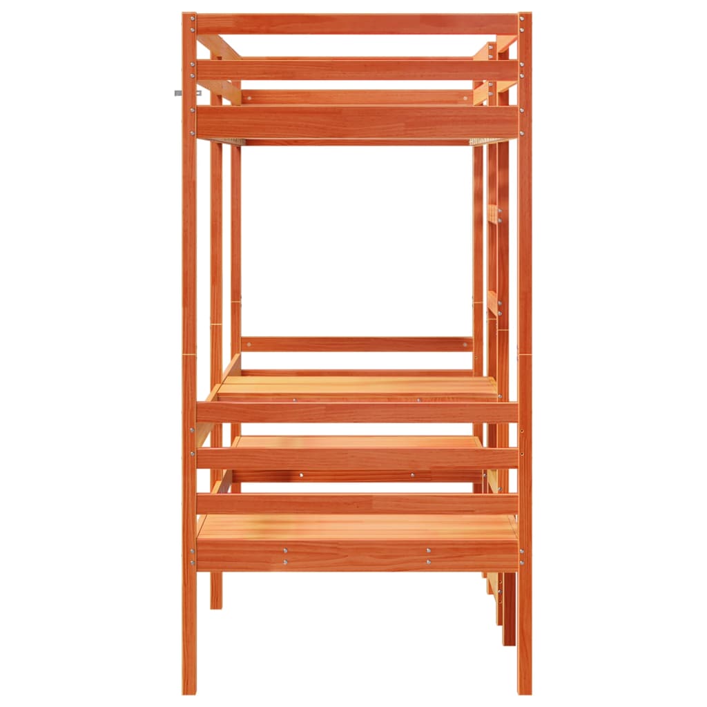 Giroletto Soppalco Scrivania E Sedie Marrone Cera 75x190cm Pino - Image 6