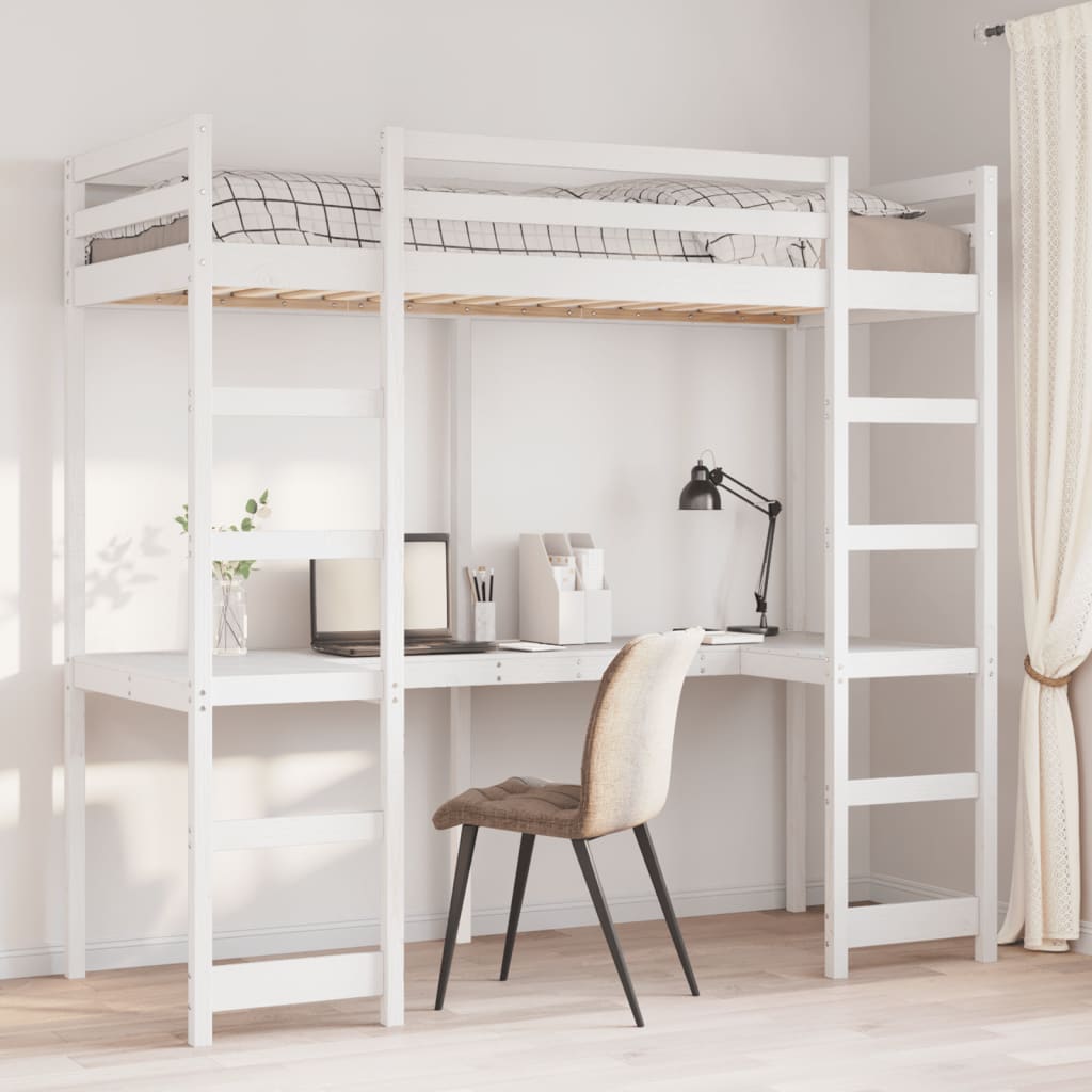 Giroletto Soppalco Senza Materasso Bianco 80x200cm Legno Pino