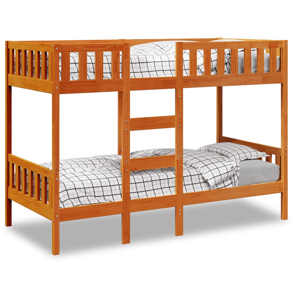 Letto A Castello Marrone Cera 75x190 Cm In Legno Di Pino