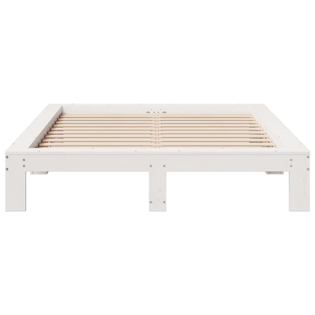 Letto Senza Materasso Bianco 160x200 Cm Legno Massello Di Pino - Image 4