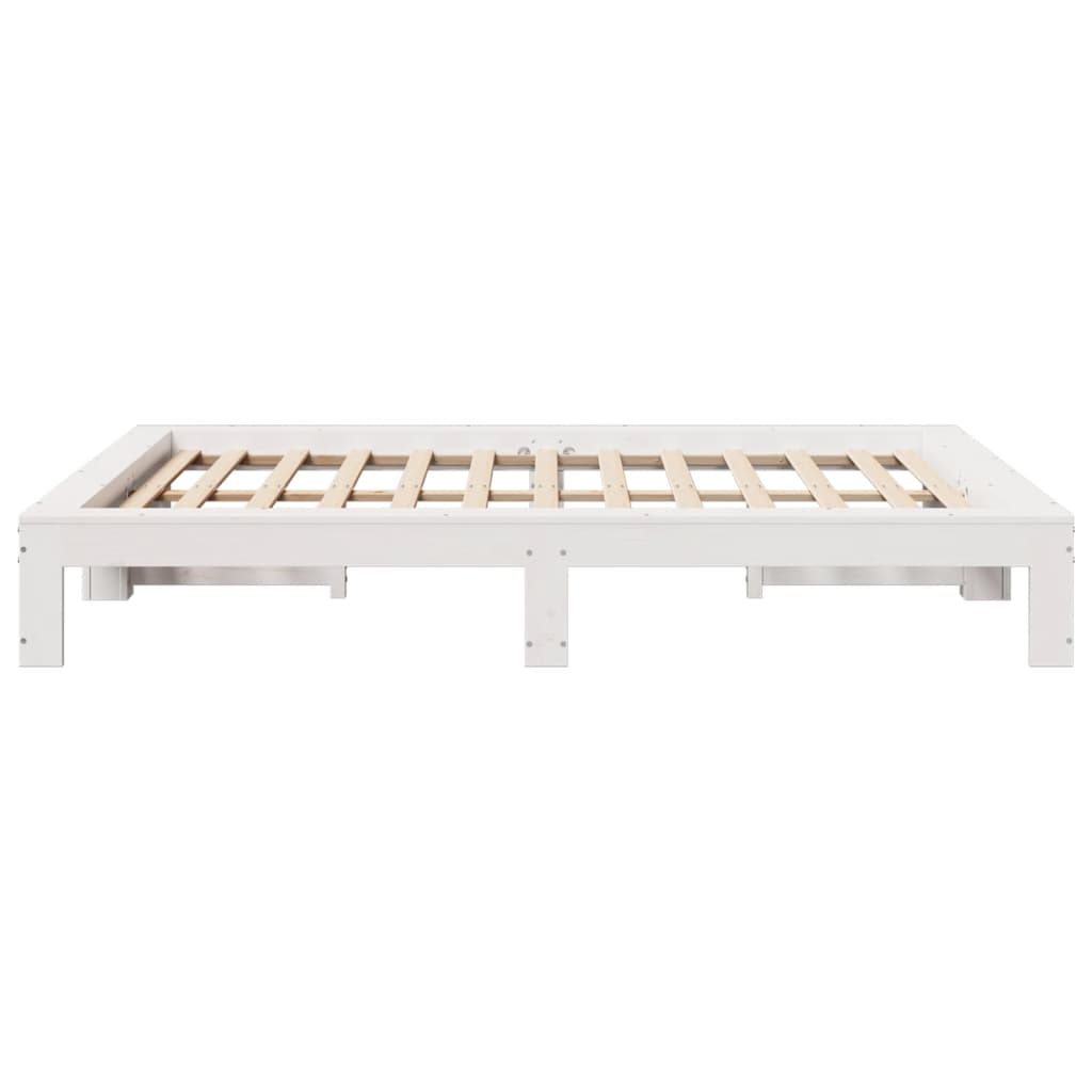 Letto Senza Materasso Bianco 160x200 Cm Legno Massello Di Pino - Image 5