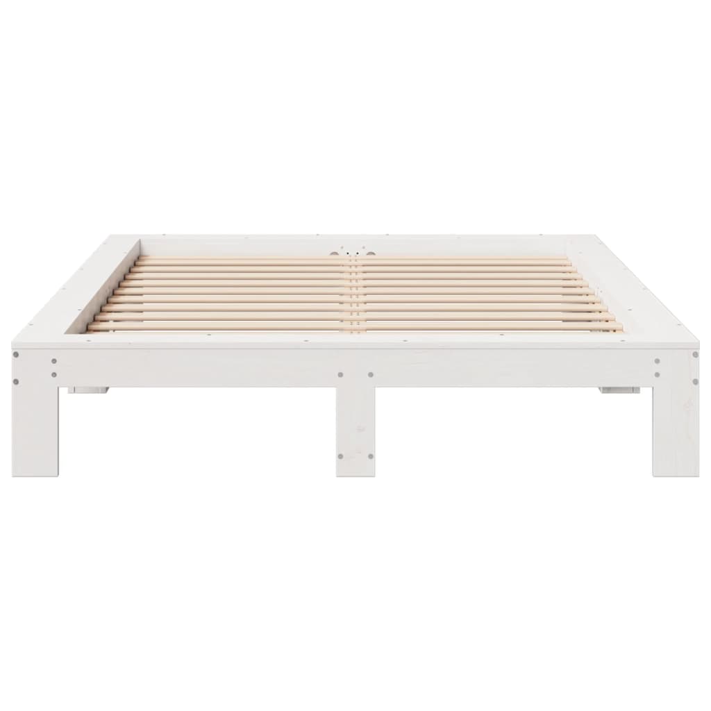Letto Senza Materasso Bianco 150x200 Cm Legno Massello Di Pino - Image 4