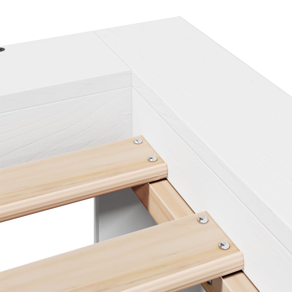 Letto Senza Materasso Bianco 150x200 Cm Legno Massello Di Pino - Image 6