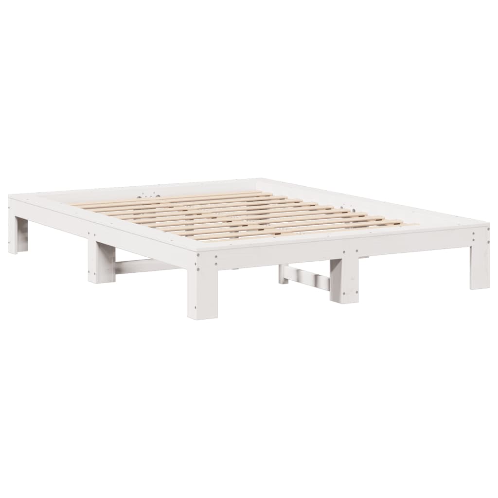 Letto Senza Materasso Bianco 140x200 Cm Legno Massello Di Pino - Image 3